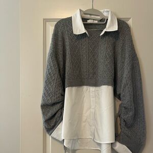 Astr Gray Sweater with White Shirt